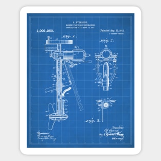 Outboard Motor Patent - Sailing Sailor Lakehouse Art - Blueprint Sticker